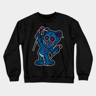 VooDoo Kitty Cat Doll Dark Blue and Burgundy Crewneck Sweatshirt